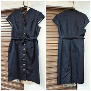 Connected Apparel Navy Midi Dress